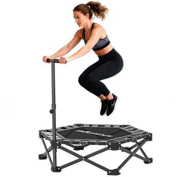 SPORTNOW Fitness-Trampolin mit verstellbarem T-Griff, faltbar, Tragetasche, 120 kg Belastbarkeit, Stahl, A71-060V00BK