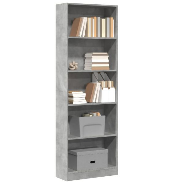 vidaXL Bücherregal Betongrau 60x24x176 cm Holzwerkstoff, 857824