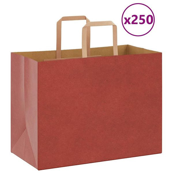 vidaXL Papiertragetaschen 250 Stk. mit Henkeln Rot 32x17x25 cm, 4101985