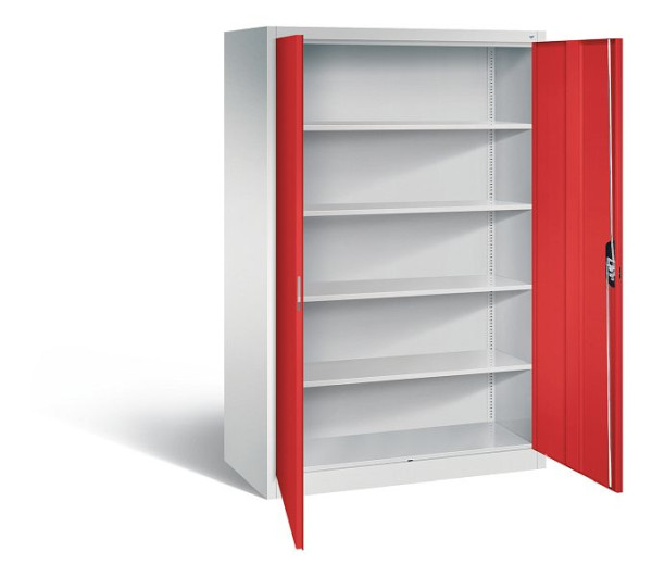 C+P Büroschrank Acurado, H1950xB1200xT600mm, Farbe: Lichtgrau / feuerrot, Muldengriff, 5 OH, 9490-000 S10608