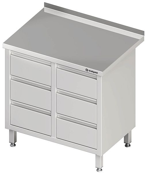 Stalgast Schubladenschrank mit 2x3 Schubladen, 840x700x850 mm, ohne Aufkantung, verschweißt, VAS08715
