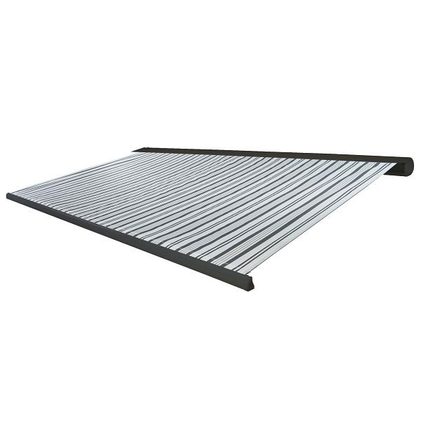 Mendler Ersatz-Bezug für Markise T122, Vollkassette Ersatzbezug Sonnenschutz 4x3m, Polyester grau-weiß, 76518
