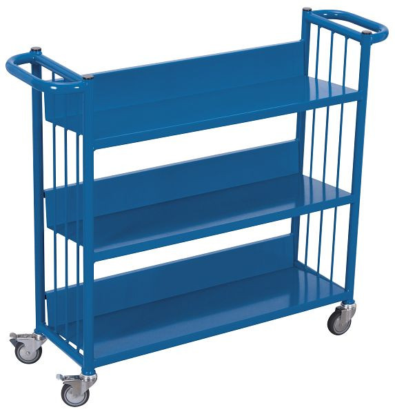 VARIOfit Büchertransportwagen, Ladefläche: 830 x 265 mm, RAL 5010 enzianblau, sw-300.000