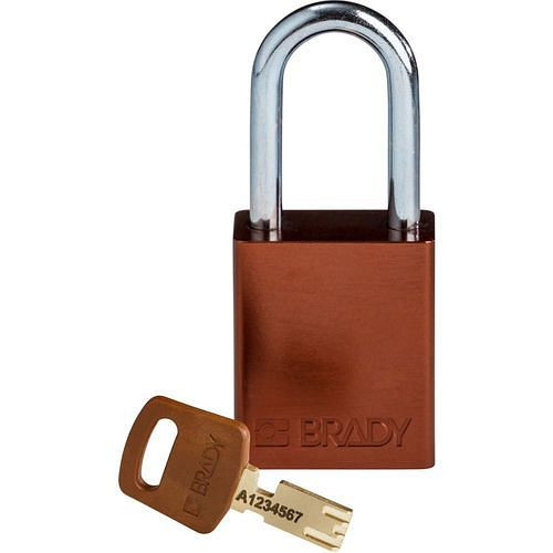Brady Vorhängeschloss SafeKey, Aluminium, lichte Bügelhöhe 38,10 mm, braun, 312027