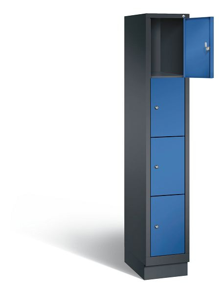 C+P Schließfachschrank Evolo, H1800xB320xT500mm, Farbe: Schwarzgrau / Enzianblau, 48020-104 S10004
