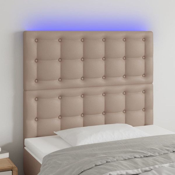 vidaXL LED Kopfteil Cappuccino-Braun 90x5x118/128 cm Kunstleder, 3122507