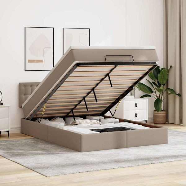 vidaXL Ottoman-Bett mit Matratzen & LEDs Cappuccino-Braun 140x200cm, 3312161