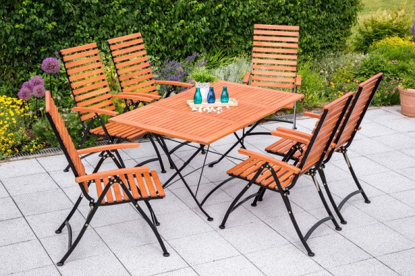 Merxx Schlossgarten Set 7-teilig, 6 Schlossgarten Klappsessel, Rückenlehne 5-fach verstellbar, 1 Schlossgarten Klappausziehtisch, 50150-217