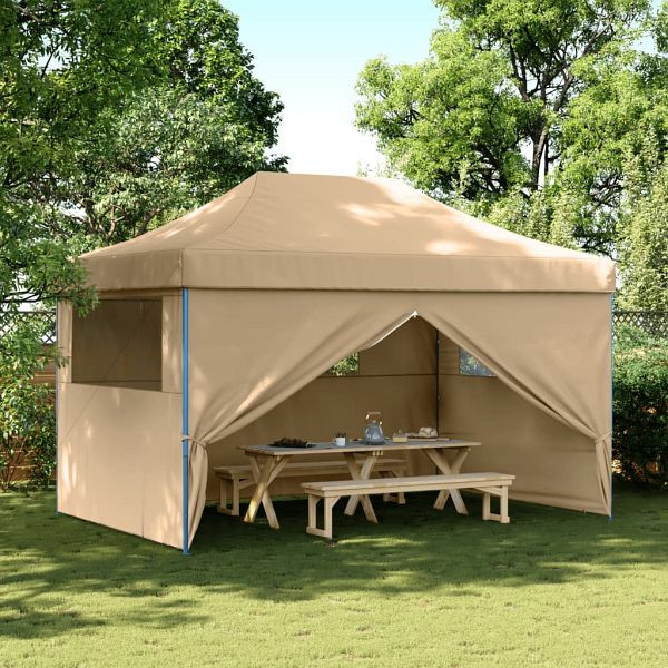 vidaXL Partyzelt Faltbar Pop-Up mit 4 Seitenteilen Beige, 4004975
