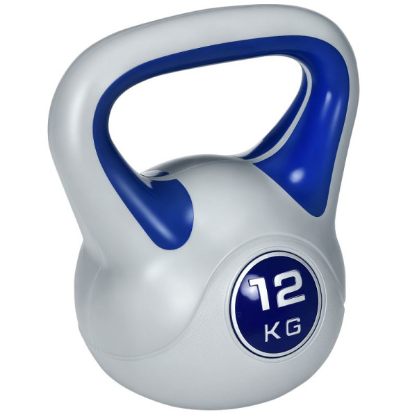 SPORTNOW Kugelhantel, Kettlebell, 10 kg, flache Unterseite, großer Griff, Kunstledermantel, blau, A91-255V05BU