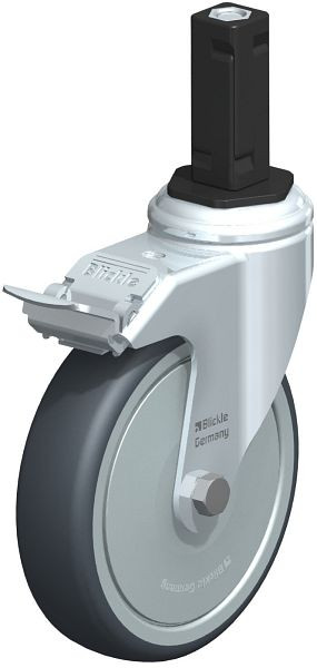 Blickle LKRA-TPA 126K-11-FI-FK-EV13 Apparate-Lenkrolle mit Expander & Feststeller, Thermoplastisches Gummi-Elastomer, Grau, 844291