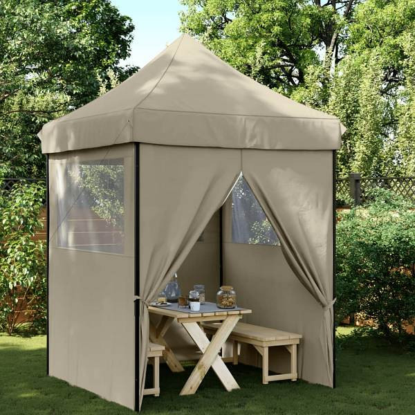 vidaXL Partyzelt Faltbar Pop-Up mit 4 Seitenteilen Taupe, 4005002
