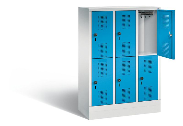 C+P Kindergarten-Spind doppelstöckig Evolo, H1300xB900xT300mm, Farbe: Lichtgrau / Lichtblau, 483203-30 S10064