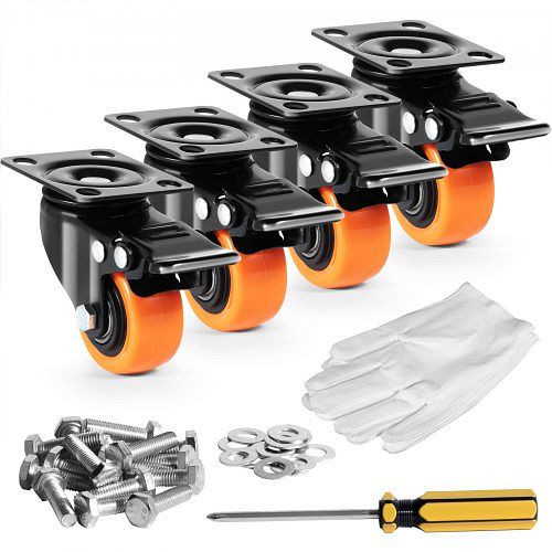 VEVOR Möbelrollen 4er-Set Lenkrollen PVC ⌀50,8mm Laufrollen 272kg Tragfähigkeit, PBJLCSJAZ4J1T5RQ3V0