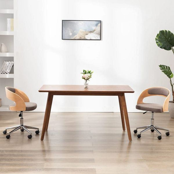 vidaXL Esszimmerstuhl Drehbar Taupe Bugholz und Stoff, 287426