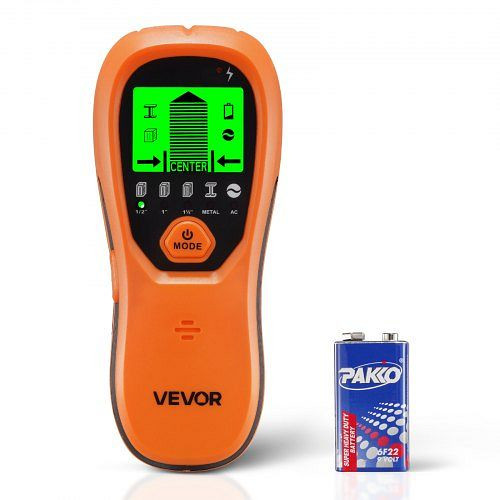 VEVOR Balkenfinder 5-in-1, elektronischer Multidetektor mit Sensor, LCD-Display & Audioalarm, für Metall, Kabel, Orange, DPMTCQCS0000LG5VR001V9
