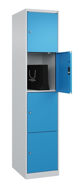 C+P Schließfachschrank Evolo PLUS, 4 Fächer, 1850x400x500mm, 7035/5012, 049000-124 S10007
