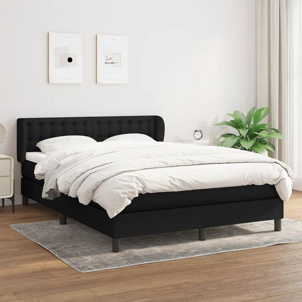 vidaXL Boxspringbett mit Matratze Schwarz 140x200 cm Stoff, 3126567