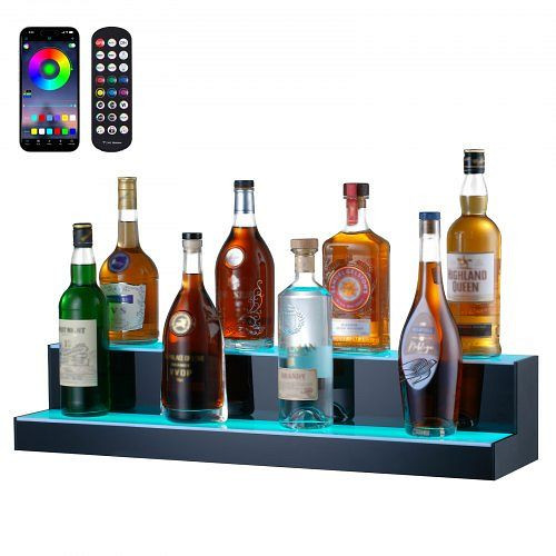 VEVOR Barregal Weinregal LED Beleuchtung Wandmontage 2-stufig 761mm Display, ZTXJPLED230RFHXG3V2