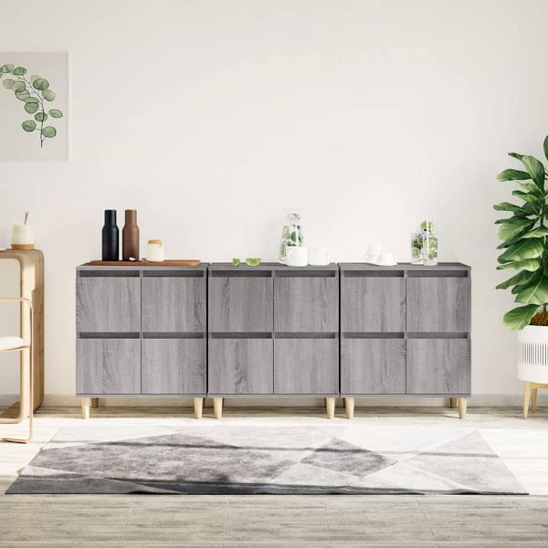 vidaXL Sideboards 3 Stück Grau Sonoma 60x35x70 cm Holzwerkstoff, 3185773