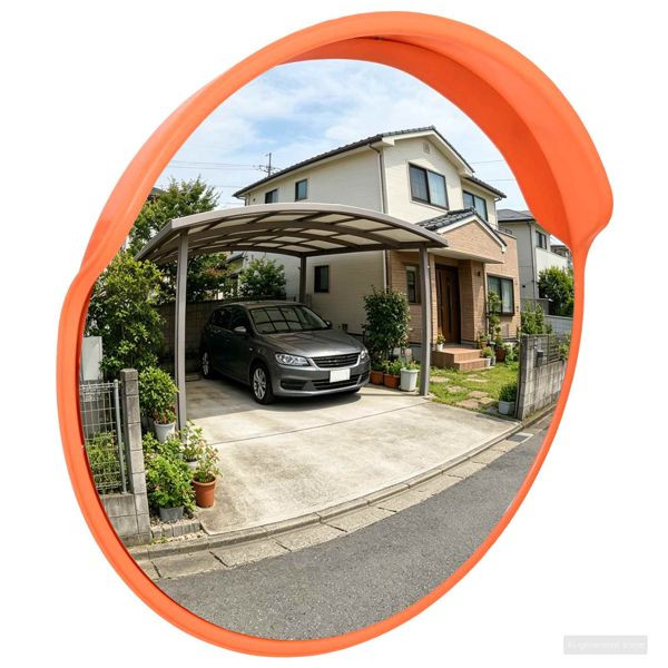 vidaXL Outdoor konvexer Verkehrsspiegel Orange Ø75 cm Polycarbonat, 42045534