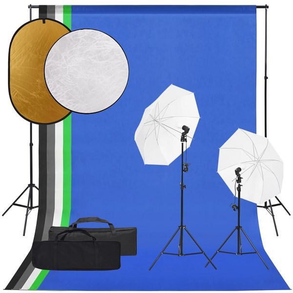 vidaXL Fotostudio-Set mit Beleuchtung, Hintergrund und Reflektor, 3094666