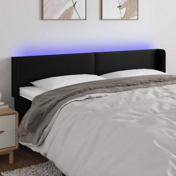vidaXL LED Kopfteil Schwarz 183x16x78/88 cm Kunstleder, 3123058