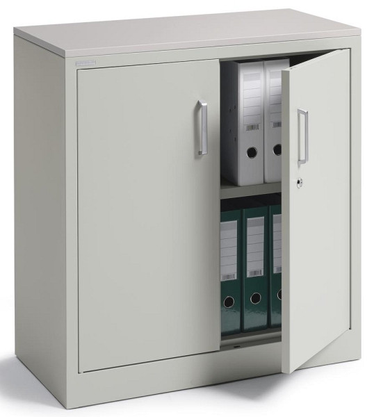 Deskin Flügeltürenschrank BASE L, Premium Stahl, Korpus lichtgrau, Türen lichtgrau, B 800 x H 845 x T 420 mm, 220887