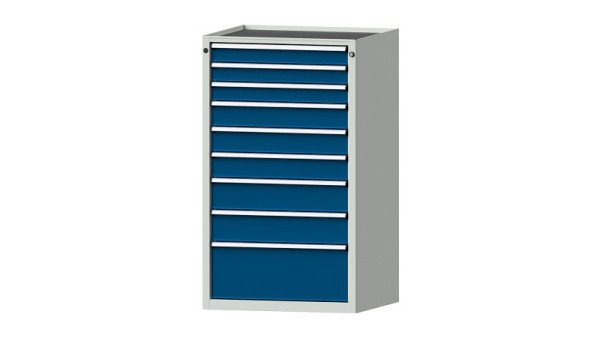 ANKE Werkbänke Schubladenschrank, Modell 4006 V, 760 x 675 x 1280 mm, RAL 7035/5010, Wanne, 611.110