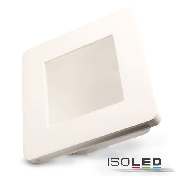 ISOLED Gips-Einbaustrahler GU5.3, quadratisch mit Glas satin, rückversetzt, weiß, 112075