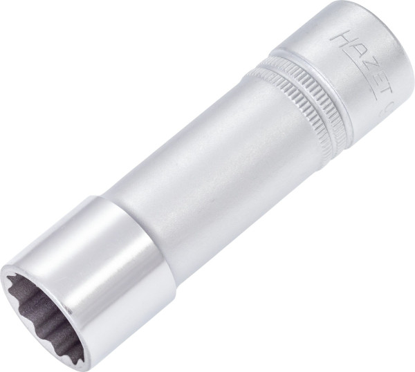 Hazet Steckschlüsseleinsatz, Doppelsechskant, Vierkant hohl 12,5 mm (1/2 Zoll), 18 mm, Lange Ausführung Mit Rändelung, 900TZ-18