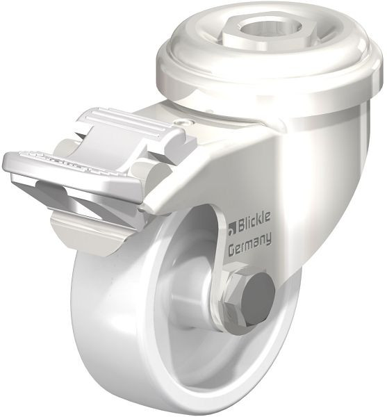 Blickle LRXA-PO 50G-FI Edelstahl-Apparate-Lenkrolle mit Rückenloch & Feststeller, Polyamid, Weiß, 754996