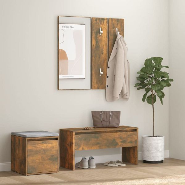 vidaXL Flurmöbel-Set Räuchereiche Holzwerkstoff, 3120194
