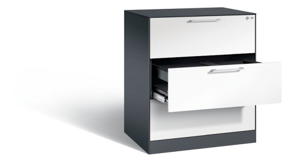 C+P Hängeregistraturschrank Asisto, H1010xB800xT600mm, Farbe: Schwarzgrau / Verkehrsweiß, Bügelgriff, 146243-312 S10243