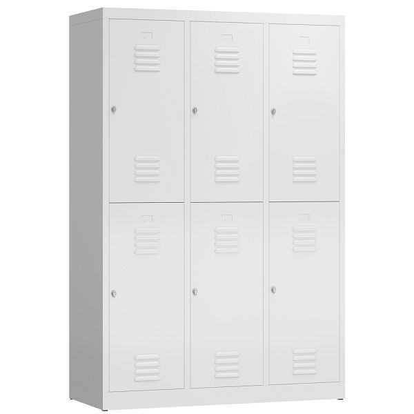 Lüllmann ClassiX Garderobenschrank, 3 Abteile doppelstöckig, 1800 x 1185 x 500 mm, signalweiß, X-523237