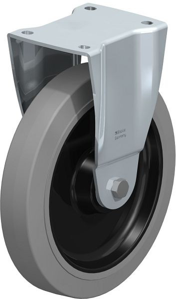 Blickle BH-POEV 250K-SG Stahlblech-Bockrolle, Schwerlast-Ausführung, mit Anschraubplatte, Elastik-Vollgummi, Grau, 550905