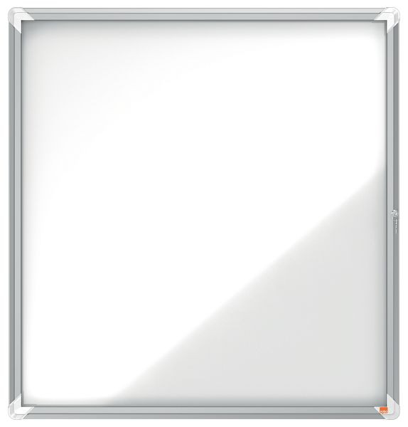 Nobo Premium Plus Schaukasten für den Außenbereich 12 × A4, weiße, magnetische Metall-Rückwand, Klapptür, 1902581