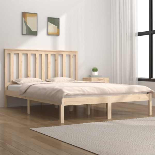 vidaXL Massivholzbett Kiefer 135x190 cm, 3103818, 8720287025689