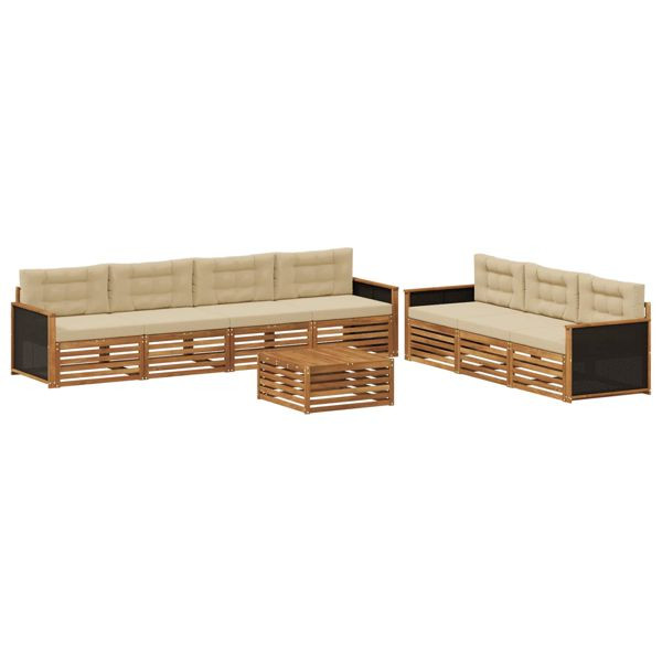 vidaXL Outdoor-Sofagarnitur 8-teilig Natur und Beige 79 x 79 x 37 cm, 3383106