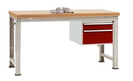Manuflex Komplett-Werkbank Grund PROFI Standard mit Multiplex-Platte, BxTxH = 2000 x 700 x 840 mm, Rubinrot, TP5664.3003