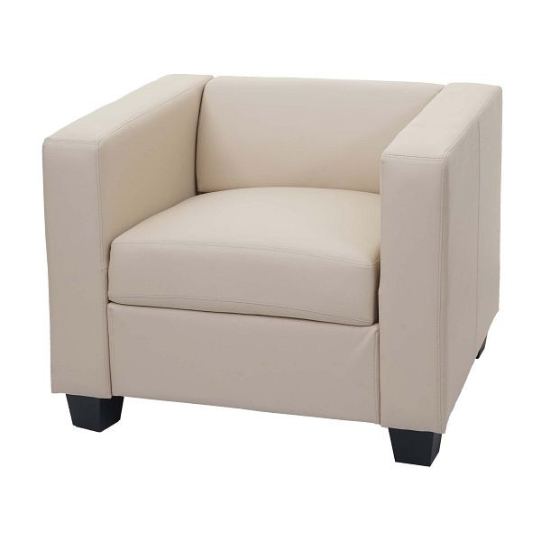 Mendler Sessel Loungesessel Lille, Kunstleder, creme, 14203+14241
