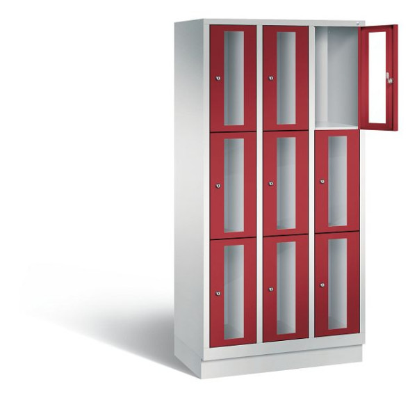 C+P Schließfachschrank Classic, H1800xB900xT500mm, Farbe: Lichtgrau / Rubinrot, 8020A303 S10000