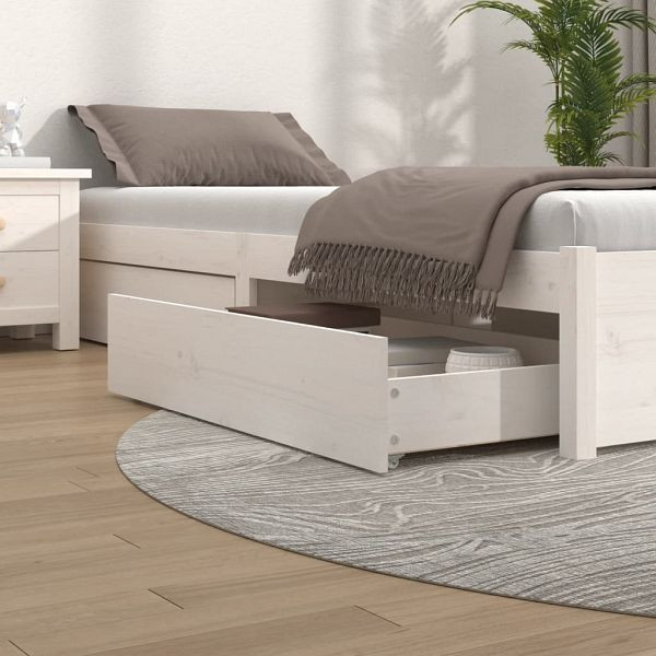 vidaXL Bettschubladen 4 Stück Weiß Massivholz Kiefer, 814995