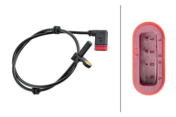 HELLA Sensor, Raddrehzahl, 4-polig, Kabel: 685mm, 6PU 230 048-211