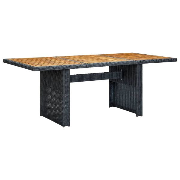 vidaXL Gartentisch Dunkelgrau Poly-Rattan und Akazie Massivholz, 313310