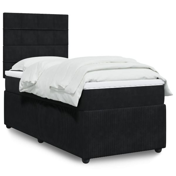 vidaXL Boxspringbett mit Matratze Schwarz 80x200 cm Samt, 3294492
