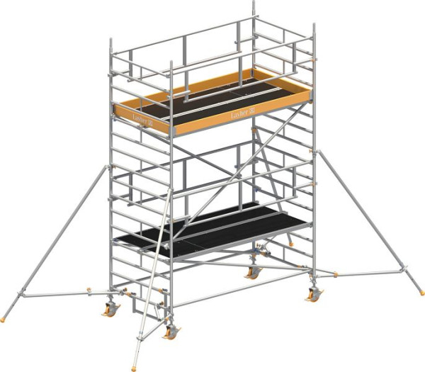 Layher Gerüst Uni Breit P2 SAFETY PLUS mit Doppelgeländer und Gerüststützen, Max. Plattformhöhe: 3,20 m, 1422123