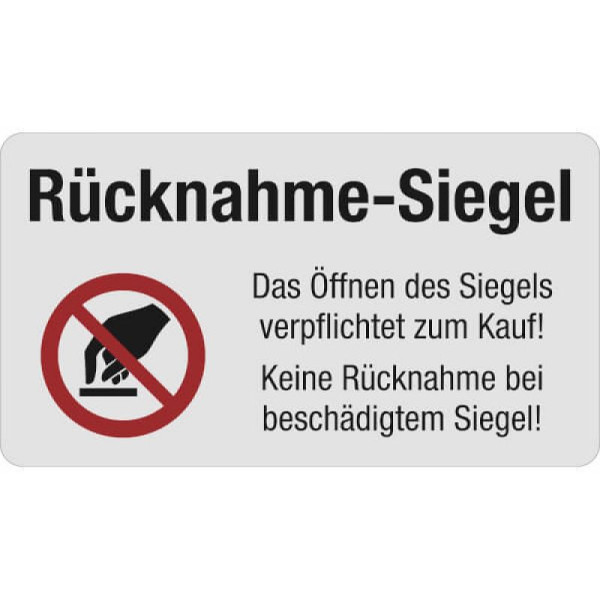 Stein HGS Rücknahmesiegel 'Das Öffnen des Siegels verpflichtet zum Kauf', VE: 500 Stück, VOID-Folie, 60057.0004