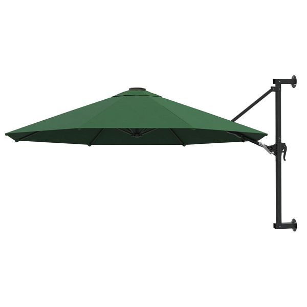vidaXL Sonnenschirm Wandmontage mit Metallmast 300 cm Grün, 44864
