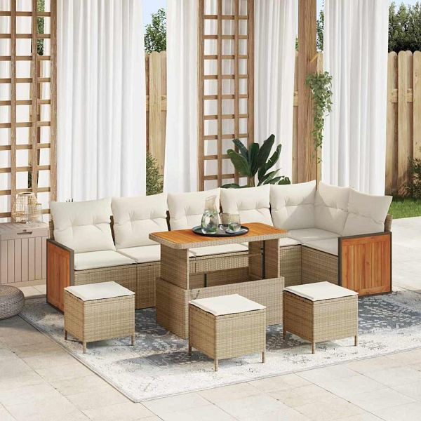 vidaXL Garten-Sofa-Set 10-teilig Beige und Creme 110 x 55 x 71 cm, 3365281